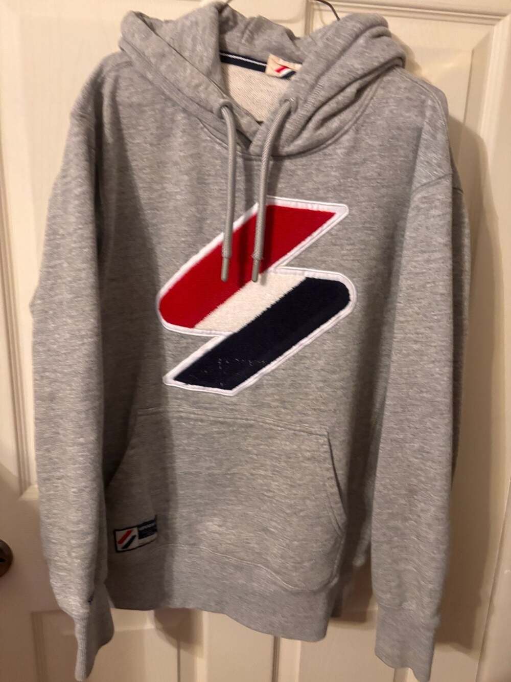 Superdry Men's Code Chenille Logo Grey Pullover Hoodie